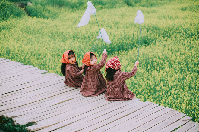 Bộ ba bạn thân Mầm - Mũm - Mon xuất hiện siêu yêu trong bộ ảnh chụp trên cánh đồng hoa cải - Ảnh 2.