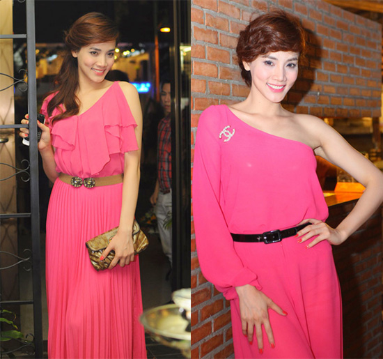 Siêu mẫu Trang Nhung gợi cảm và cuốn hút trong những bộ trang phục màu hồng rực.